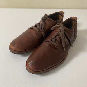 Timberland Men's Sz 8 Bardstown Plain Toe Oxford Brown Leather Distressed Shoes
